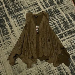 NWT Charlie Paige Brown Suede Vest